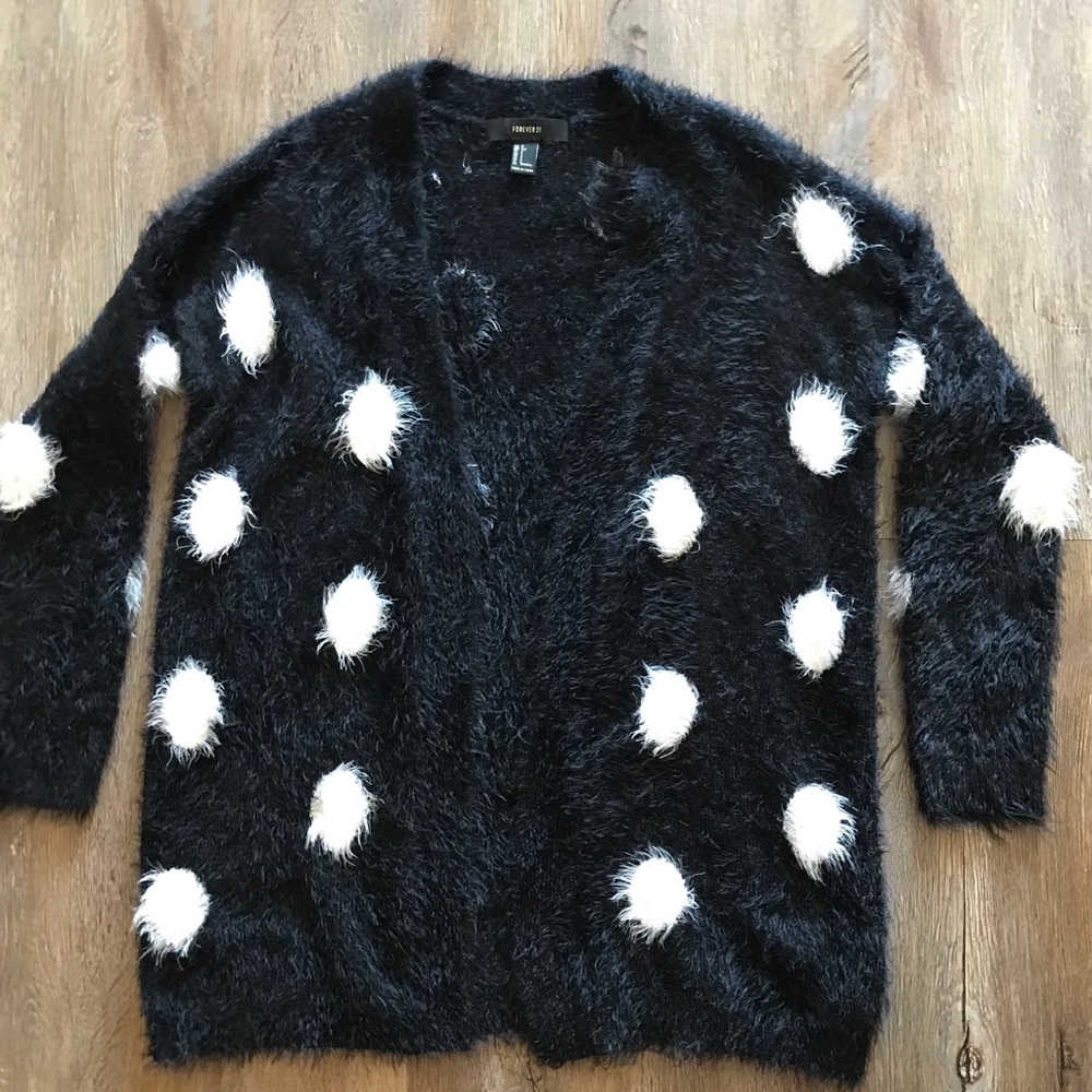 Forever 21 Fuzzy Black Cardigan